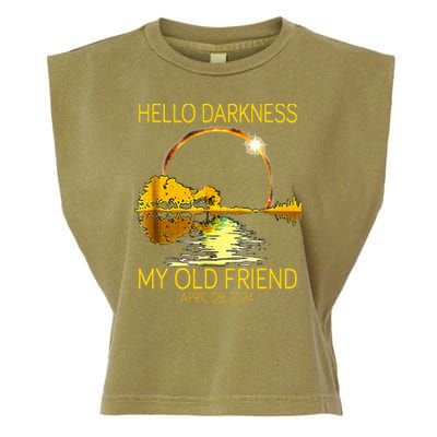 Hello Darkness My Old Friend Funny 2024 Solar Eclipse 4.8.24 Garment-Dyed Women's Muscle Tee