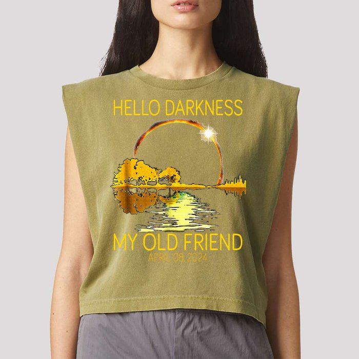 Hello Darkness My Old Friend Funny 2024 Solar Eclipse 4.8.24 Garment-Dyed Women's Muscle Tee