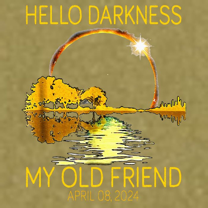 Hello Darkness My Old Friend Funny 2024 Solar Eclipse 4.8.24 Garment-Dyed Women's Muscle Tee