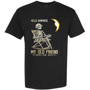 Hello Darkness My Old Friend Funny Skeleton Solar Eclipse Garment-Dyed Heavyweight T-Shirt