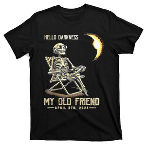 Hello Darkness My Old Friend Funny Skeleton Solar Eclipse T-Shirt