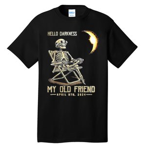 Hello Darkness My Old Friend Funny Skeleton Solar Eclipse Tall T-Shirt