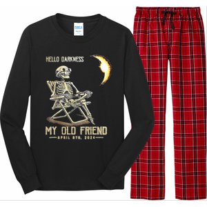 Hello Darkness My Old Friend Funny Skeleton Solar Eclipse Long Sleeve Pajama Set