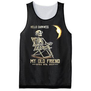 Hello Darkness My Old Friend Funny Skeleton Solar Eclipse Mesh Reversible Basketball Jersey Tank