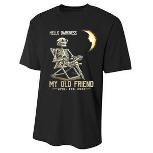 Hello Darkness My Old Friend Funny Skeleton Solar Eclipse Performance Sprint T-Shirt