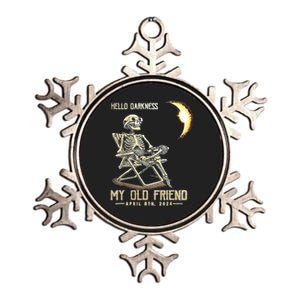 Hello Darkness My Old Friend Funny Skeleton Solar Eclipse Metallic Star Ornament