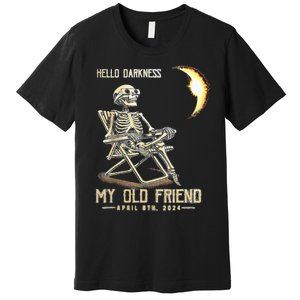 Hello Darkness My Old Friend Funny Skeleton Solar Eclipse Premium T-Shirt