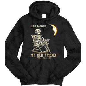 Hello Darkness My Old Friend Funny Skeleton Solar Eclipse Tie Dye Hoodie