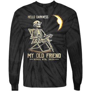 Hello Darkness My Old Friend Funny Skeleton Solar Eclipse Tie-Dye Long Sleeve Shirt