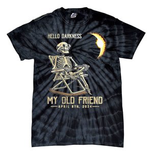 Hello Darkness My Old Friend Funny Skeleton Solar Eclipse Tie-Dye T-Shirt