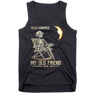 Hello Darkness My Old Friend Funny Skeleton Solar Eclipse Tank Top