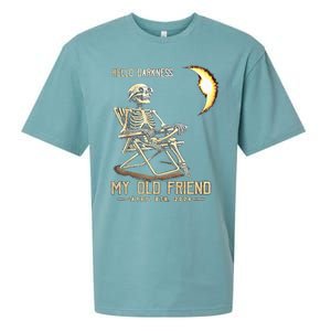 Hello Darkness My Old Friend Funny Skeleton Solar Eclipse Sueded Cloud Jersey T-Shirt