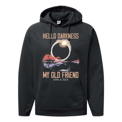 Hello Darkness My Old Friend Solar Eclipse April 08 2024 Performance Fleece Hoodie