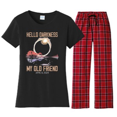 Hello Darkness My Old Friend Solar Eclipse April 08 2024 Women's Flannel Pajama Set