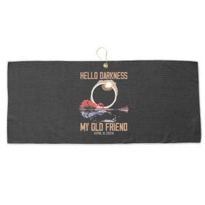 Hello Darkness My Old Friend Solar Eclipse April 08 2024 Large Microfiber Waffle Golf Towel