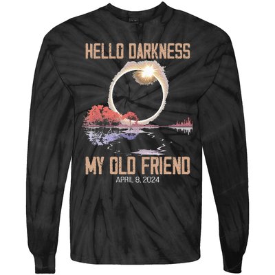 Hello Darkness My Old Friend Solar Eclipse April 08 2024 Tie-Dye Long Sleeve Shirt