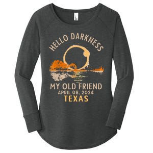 Hello Darkness My Old Friend Total Solar Eclipse 2024 Texas Women's Perfect Tri Tunic Long Sleeve Shirt