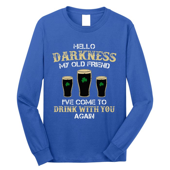 Hello Darkness My Old friend Irish Shamrock Beer Day Long Sleeve Shirt