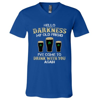 Hello Darkness My Old friend Irish Shamrock Beer Day V-Neck T-Shirt