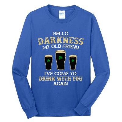 Hello Darkness My Old friend Irish Shamrock Beer Day Tall Long Sleeve T-Shirt