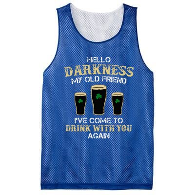 Hello Darkness My Old friend Irish Shamrock Beer Day Mesh Reversible Basketball Jersey Tank