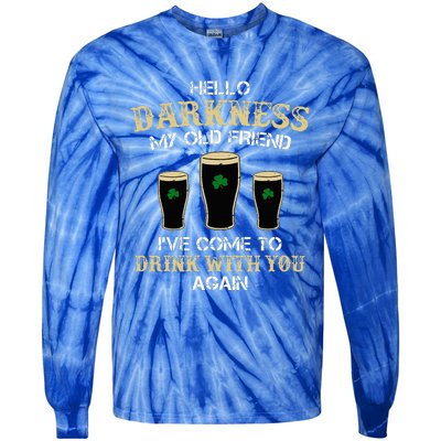 Hello Darkness My Old friend Irish Shamrock Beer Day Tie-Dye Long Sleeve Shirt