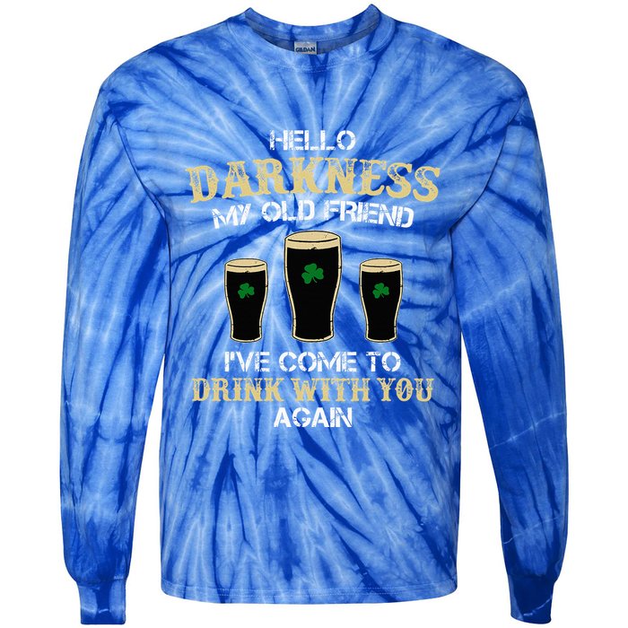 Hello Darkness My Old friend Irish Shamrock Beer Day Tie-Dye Long Sleeve Shirt