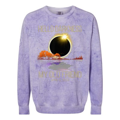 Hello Darkness My Old Friend Solar Eclipse April 08 2024 Colorblast Crewneck Sweatshirt