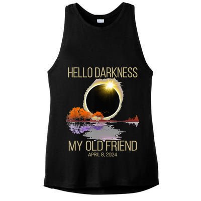 Hello Darkness My Old Friend Solar Eclipse April 08 2024 Ladies PosiCharge Tri-Blend Wicking Tank