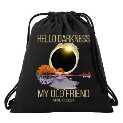Hello Darkness My Old Friend Solar Eclipse April 08 2024 Drawstring Bag