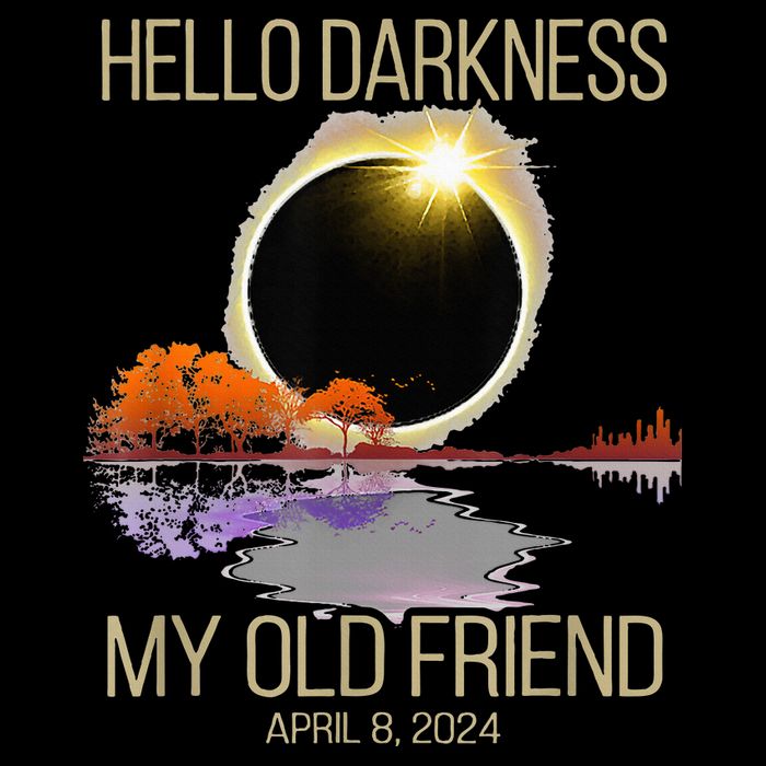 Hello Darkness My Old Friend Solar Eclipse April 08 2024 Drawstring Bag