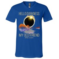 Hello Darkness My Old Friend Solar Eclipse April 08 2024 V-Neck T-Shirt