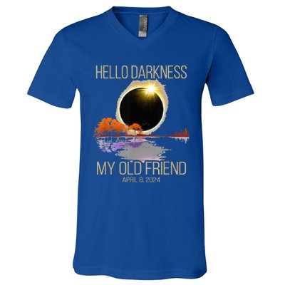 Hello Darkness My Old Friend Solar Eclipse April 08 2024 V-Neck T-Shirt