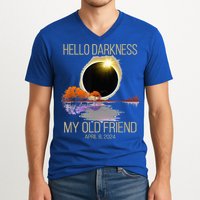 Hello Darkness My Old Friend Solar Eclipse April 08 2024 V-Neck T-Shirt