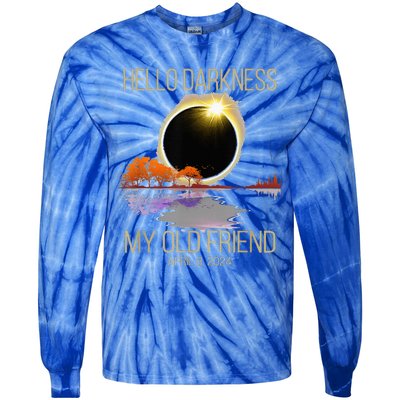 Hello Darkness My Old Friend Solar Eclipse April 08 2024 Tie-Dye Long Sleeve Shirt