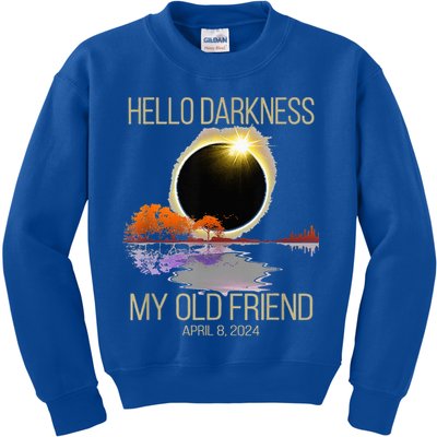 Hello Darkness My Old Friend Solar Eclipse April 08 2024 Kids Sweatshirt