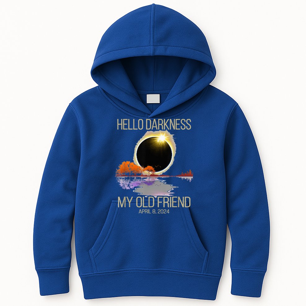 Hello Darkness My Old Friend Solar Eclipse April 08 2024 Kids Hoodie