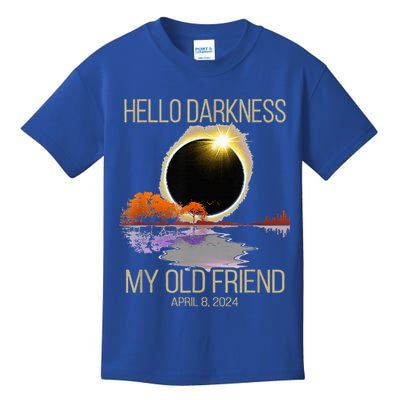 Hello Darkness My Old Friend Solar Eclipse April 08 2024 Kids T-Shirt