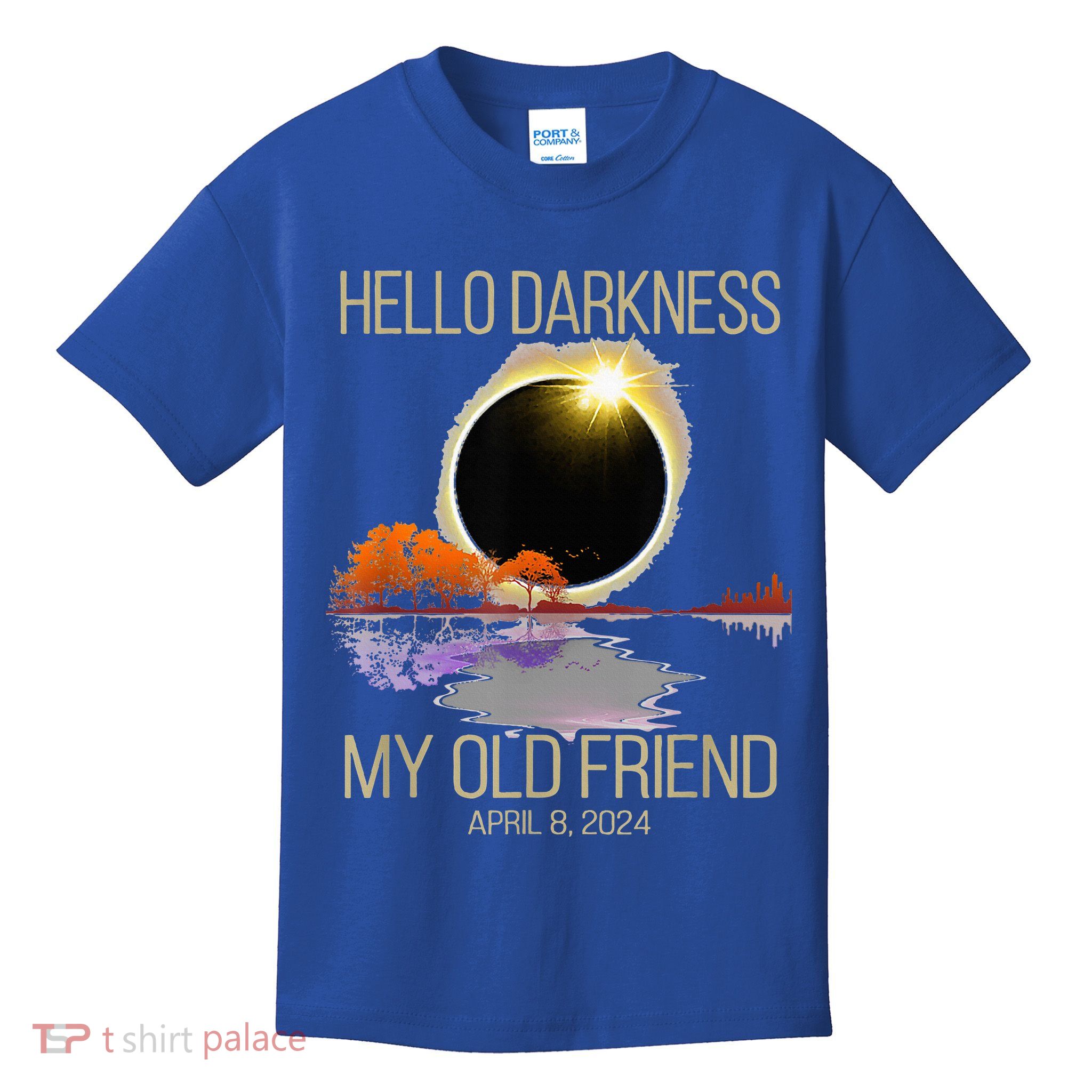 Hello Darkness My Old Friend Solar Eclipse April 08 2024 Kids T-Shirt