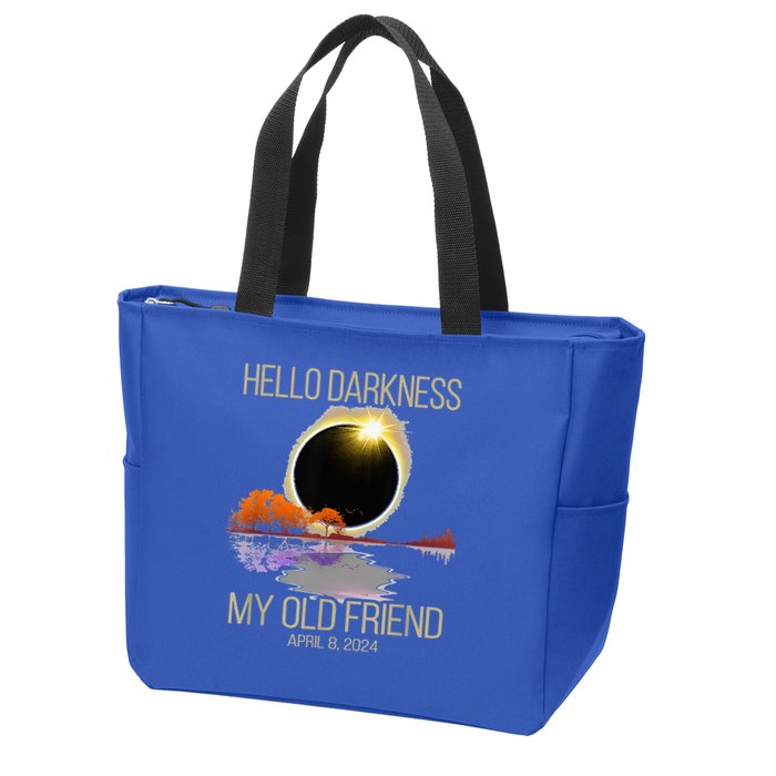 Hello Darkness My Old Friend Solar Eclipse April 08 2024 Zip Tote Bag
