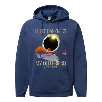 Hello Darkness My Old Friend Solar Eclipse April 08 2024 Performance Fleece Hoodie