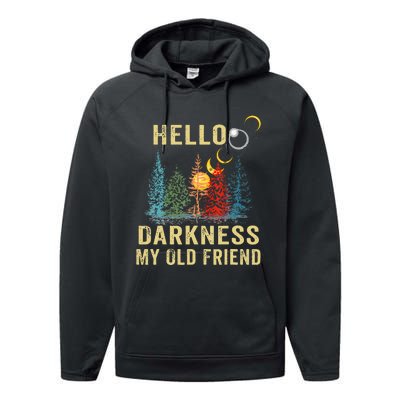 Hello Darkness My Old Friend Solar Eclipse April 08 2024 Performance Fleece Hoodie