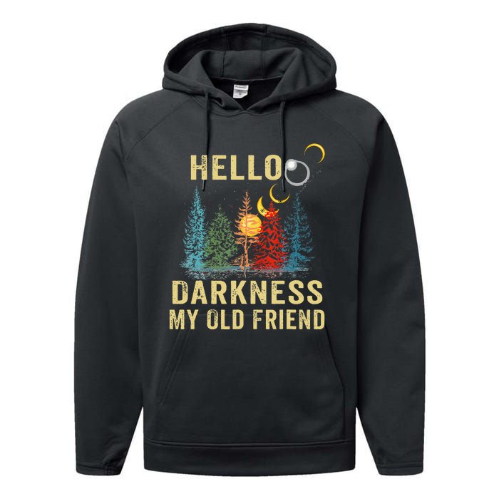 Hello Darkness My Old Friend Solar Eclipse April 08 2024 Performance Fleece Hoodie