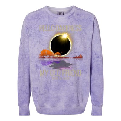 Hello Darkness My Old Friend Solar Eclipse April 08 2024 Colorblast Crewneck Sweatshirt