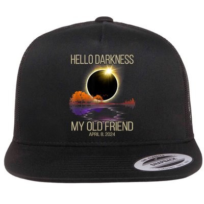 Hello Darkness My Old Friend Solar Eclipse April 08 2024 Flat Bill Trucker Hat