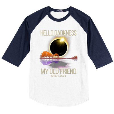 Hello Darkness My Old Friend Solar Eclipse April 08 2024 Baseball Sleeve Shirt