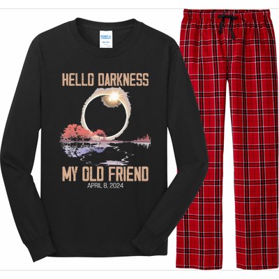 Hello Darkness My Old Friend Solar Eclipse April 08 2024 Long Sleeve Pajama Set