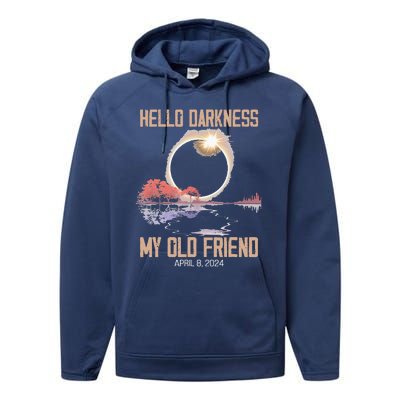 Hello Darkness My Old Friend Solar Eclipse April 08 2024 Performance Fleece Hoodie