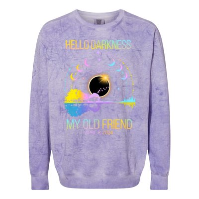 Hello Darkness My Old Friend April 08 Solar Eclipse Colorblast Crewneck Sweatshirt