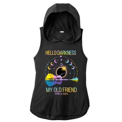 Hello Darkness My Old Friend April 08 Solar Eclipse Ladies PosiCharge Tri-Blend Wicking Draft Hoodie Tank